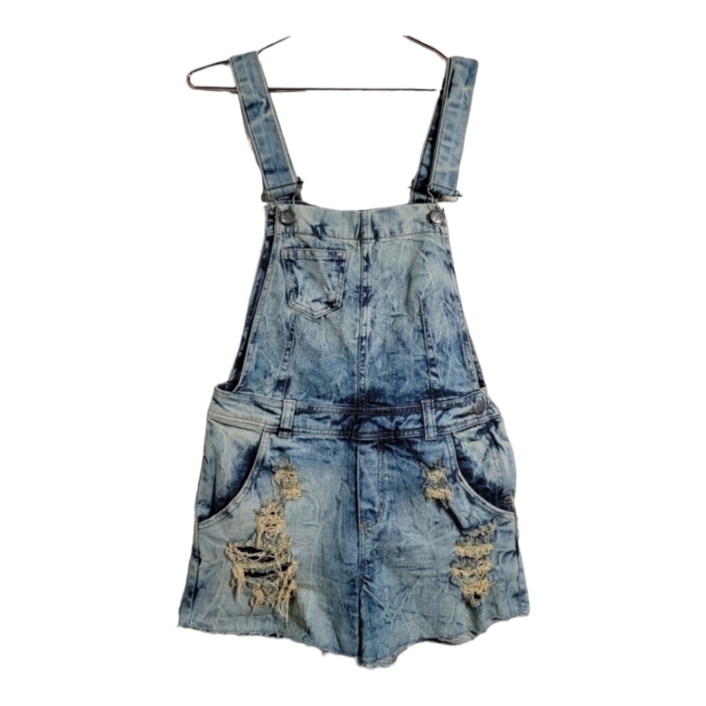 Distressed Acid Wash Cutoff Shortalls Overall 27 M. Officer Brand Summer Comfort